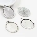 Lot de 4 supports pendentifs ovales 18x25mm en alliage argenté pour bijoux DIY - Lunette Ovale en Argent Antique (C2-27)
