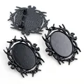 Retro black alloy oval cabochon base 18x25mm for DIY brooch making in Gothic style - Black Thorn Vine Style (D1-04)
