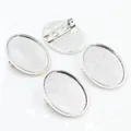 Oval silver alloy brooch base with safety pin for DIY jewelry making accessories - Silver Matte Glitter Texture Style (C1-37)