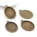 Plateaux de pendentifs ovales en alliage bronze antique 18x25mm pour bijoux DIY - Base Ovale en Bronze Antique (C3-37)