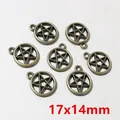 Bronze finish alloy star pendants for DIY jewelry making 17x14mm pack of seven - Bronze Star Ring Charm (R7-19)