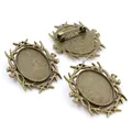 Antique bronze 18x25mm oval brooch pin base with vintage filigree for DIY jewelry - Antique Bronze Forest Branch Style (C3-55)