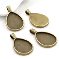 Set of 4 vintage bronze water drop alloy pendant bases for 18x25mm DIY jewelry making - Vintage Bronze Style (C3-14)