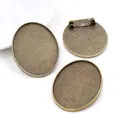 Antique bronze oval brooch pin base setting for 30x40mm DIY jewelry making with pin back - Antique Bronze Oval Base Style (B1-10)