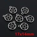 7-piece set of 17x14mm antique silver pentagram star charms for DIY jewelry making - Antique Silver Star Ring Charm (R7-25)