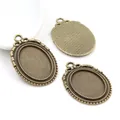 Support pendentif ovale en alliage bronze antique avec bords festonnés pour création de bijoux - Bronze Beaded Edge Base (C3-20)