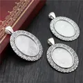 Trois supports de pendentif ovales en alliage argent antique avec filigrane pour bijoux - Base Motif Coeur Argent Antique (C2-13)