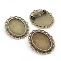 Detailed macro view of bronze alloy oval brooch base with vintage hollowed lace edge - Antique Bronze Twist Lace Style (C3-02)