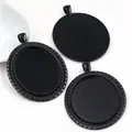 Basi per ciondoli cabochon ovali in lega nera opaca per creazione di gioielli fai da te - Base a Design Misto Nero (B3-56)
