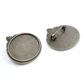 Bronze vintage round brooch base tray with safety pin for DIY jewelry making - Antique Bronze Round Base Style (B1-15)