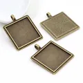 25mm square alloy pendant trays in antique bronze finish for DIY jewelry making - Antique Bronze (A7-19)