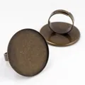 Base anello regolabile 30mm bronzo vintage con castone seghettato per gioielli DIY - Bronzo Antico