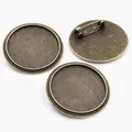 30mm bronze alloy brooch base with twist border for DIY jewelry making and pendants - Antique Bronze Round Twisted Rope Style (B6-03)