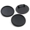 30mm black matte metal brooch base with safety pin for DIY jewelry making - Black Round Woven Texture Style (B1-41)