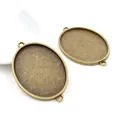 Antique bronze oval 30x40mm pendant tray with double loops for DIY jewelry making - Antique Bronze Double Ear Frosted Oval Tray (B3-69)
