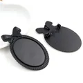 Set of two black alloy bow brooch bases for DIY jewelry making with oval tray settings - Black Bow Decorative Style (B2-14)