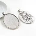 Antique silver owl pendant tray 30x40mm, oval alloy base for DIY jewelry making - Vintage Silver Owl Relief Style (B3-37)