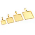 Golden square stainless steel pendant trays for DIY jewelry making in four sizes - Medium / Gold