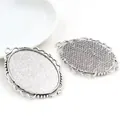Base per ciondolo ovale 30x40mm in argento antico per creazione gioielli fai da te - Cavo Ondulato Argento Antico (B3-53)