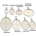 Oval stainless steel pendant bases for DIY jewelry making in various sizes - Oversized / Steel