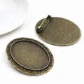 Antique bronze 30x40mm oval alloy brooch setting for DIY jewelry making - Antique Bronze Floral Relief Style (B1-18)