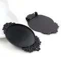 Antique black alloy 30x40mm cameo brooch base with rose flower relief DIY jewelry - Black Rose Floral Relief Style (B3-17)