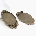 Vintage bronze oval flower brooch base 30x40mm with rose relief for DIY jewelry making - Antique Bronze Vintage Rose Relief Style (B1-16)