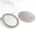 Base per ciondolo ovale in lega argento antico per la creazione di gioielli fai-da-te - Texture a Croce Fine Argento Antico (B3-28)