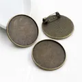 Round bronze alloy brooch base pendant tray with safety pin for DIY jewelry making - Antique Bronze Round Basic Style (B5-01)