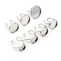 Adjustable stainless steel ring blanks with round flat trays for DIY jewelry making - 10mm / Steel