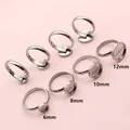 Adjustable stainless steel ring blanks with 6mm-12mm round trays for DIY jewelry making - 6mm Inner Diameter Tray / Steel