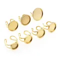 Set of 7 gold stainless steel adjustable ring blanks for DIY jewelry and gemstone settings - 10mm / Gold