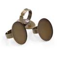 Drie bronzen ovale verstelbare ringbases voor DIY-sieraden met een decoratieve rand - Antiek Brons