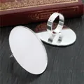 Silver oval cabochon ring setting with adjustable band for DIY jewelry making - 1.3x1.8 / Silver