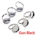 Detailed view of gun black adjustable ring base settings for DIY jewelry making crafts - 8mm / Gunmetal