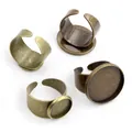 Detail of adjustable antique bronze ring settings for DIY jewelry making with flat bases - 12mm / Antique Bronze