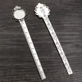 Segnalibri righello in lega argento antico con base da 20mm e rilievo a rosa - Argento Antico