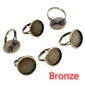 Adjustable bronze DIY ring base settings with round flat blanks for jewelry making - 8mm / Bronze