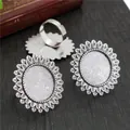 Antique silver sunflower ring base for DIY jewelry making with adjustable band - Antique Silver Sunflower Shaped Style (K3-03)