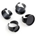Detail of adjustable black metal ring bases for DIY jewelry making and gemstone settings - 12mm / Black