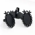 Vintage black alloy adjustable ring base with 18x25mm oval tray and double bird design - Black Vintage Double Birds (J3-25)