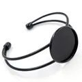 Detailed view of black plated copper open bangle with round bezel for DIY jewelry - 20mm / Black