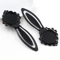 Marcapáginas vintage de aleación negra con base redonda de 20mm y borde floral DIY - Estilo Patrón de Vid Europeo Negro (I1-40)