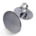 Silver adjustable oval ring base for DIY jewelry making with decorative beaded edge - 1.3x1.8 / Gunmetal