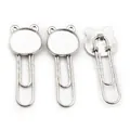 Detailed view of silver bear-shaped metal bookmark paperclips for DIY jewelry making - Bear / Silver