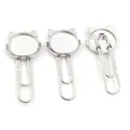 Detailed silver cat-shaped paperclip bookmark with DIY round gemstone tray base - Cat / Silver