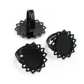 Three pieces of matte black oval adjustable ring bases with decorative lace edges for DIY jewelry - Black Oval Radial Lace (J3-11)
