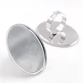 Silver oval cabochon ring base setting with decorative bezel for DIY jewelry - 1.3x1.8 / White K/Silver