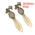Vintage bronze flower bookmark base 18x25mm drop cabochon setting for DIY crafts - Drop Shape 18*25mm Inner Diameter