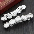 Pasadores de pelo de metal plateado con cuatro bases de 12 mm para joyería artesanal - Plateado